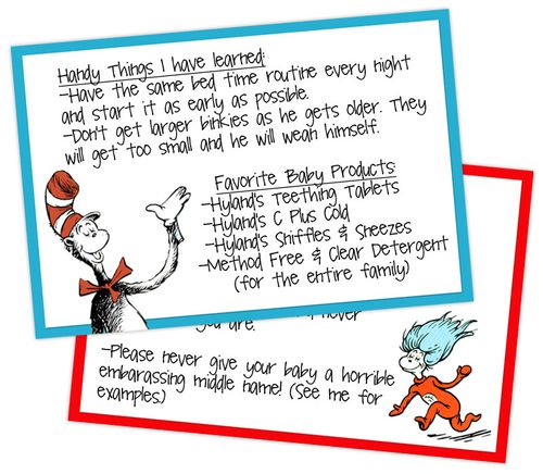 dr seuss baby shower advice cards