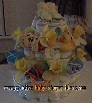 yellow daffodils diaper cake