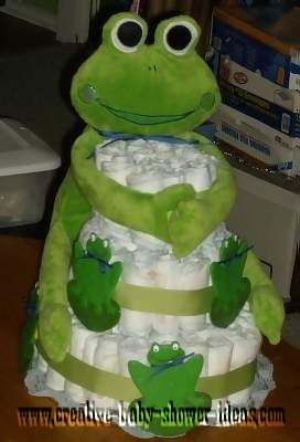 frog diaper cake