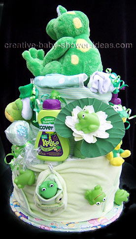 lilly pad frog diaper cake