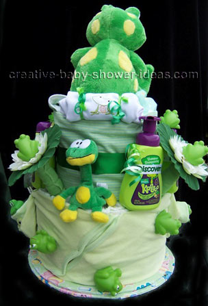back of lilly pad frog diaper cake