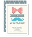 bows or boys gender reveal baby shower invitation