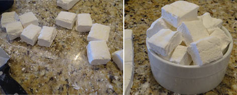 homemade marshmallows cut