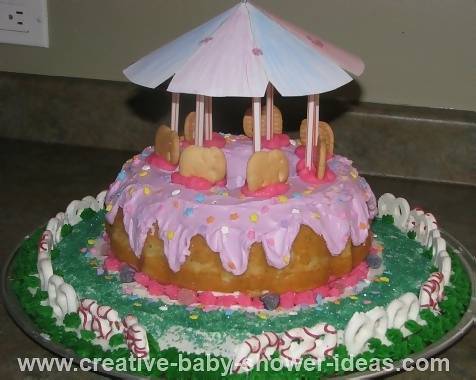 Animal Cracker Baby Merry Go Round Cake