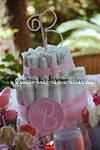 boutique diaper cake with pink monogram M