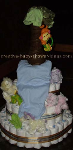 3 layer jungle waterfall diaper cake