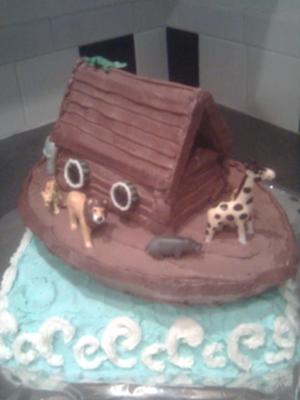 Another Angle Of Noahs Ark Baby Shower Cake with Ocean