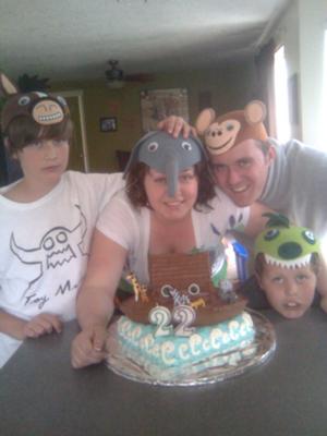 family with animal faces for party