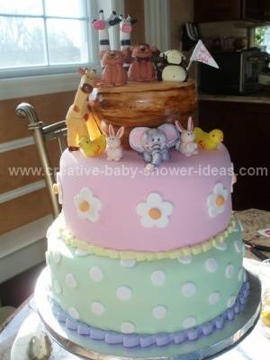 Noahs Ark Baby Shower Cake with Gumpaste Animals