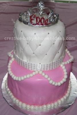 pink and white baby shower princess cake