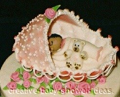 closeup of baby sleeping in a bassinet cake