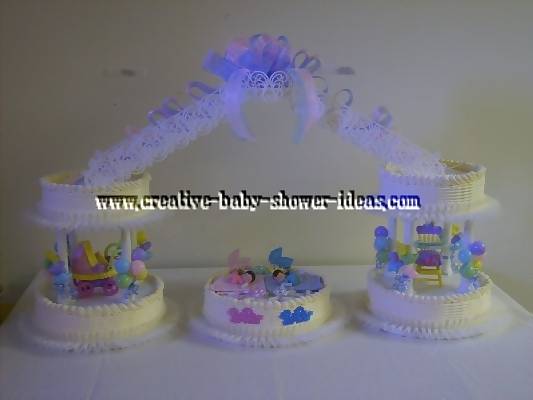 5 tiered staircase baby shower cake