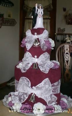 elegant wedding bells towel cake