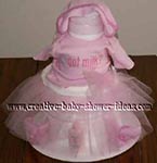 pink tutu baby towel cake