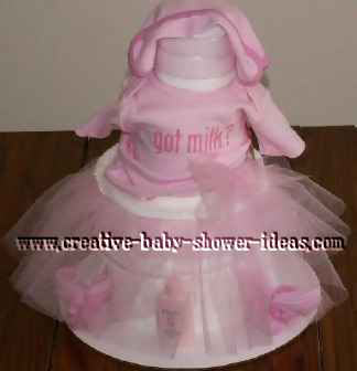 pink tutu towel cake