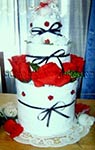 red white and blue towel cake