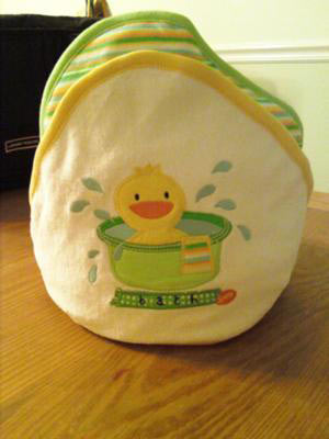 green and yellow ducky towel cupcake