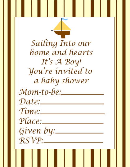 unique boy ship baby shower invitations