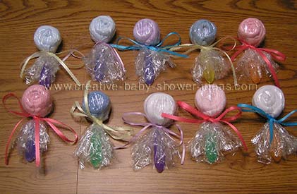 colorful washcloth lollipops