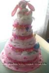 pink girly bunny diaper cake