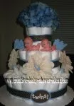 twin diaper cakes blue polka dot twins diaper cake