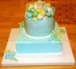 baby boy cake with fondant ribbons blue baby boy cake with fondant ribbon and little baby on top