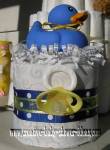 blue polka dot duck diaper cake