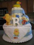 blue and white plaid duck diaper cake