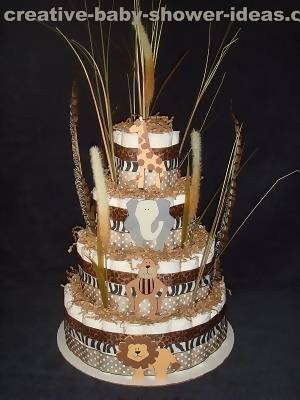 wild jungle animals diaper cake