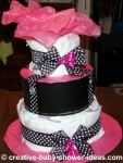 mod pink and black polka dot diaper cake