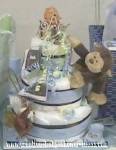 blue and brown monkey baby shower diapers cake