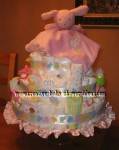 pink lovey bunny diaper cake