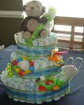 striped baby monkey diaper cake