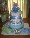 candy bouquet and bear diaper cake