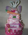 diaper bunny with carrot on a diaper cake