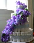 purple flowers diaper cake