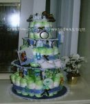 lime and chocolate brown baby diaper cake