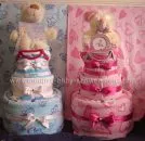 Twin Diaper Cakes blue and blue teddy bears diaper cake