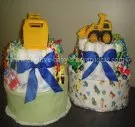 Twin Truck Cakes twin construction trucks diaper cake
