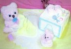 momma and baby teddy bear and blocks cak