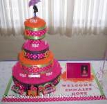 mod pink and orange polka dot diaper cake