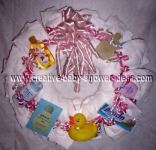 pink and white diaper wreath