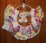 pink and white bunny diaper wreath