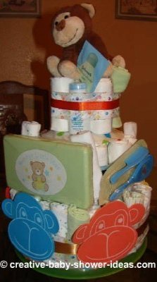 happy monkey faces diaper cake