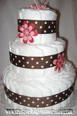 Mod Mom Diaper Cake mod dots and flowers diaper cakes