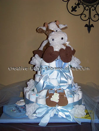 brown cow boy diaper cake