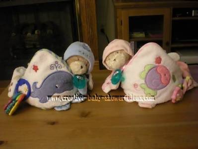 blue and pink teddy bear towel cupcakes