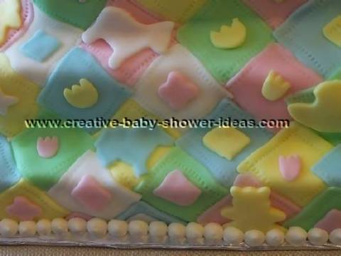 quilt blocks cake closeup of colorful quilt blocks baby cake