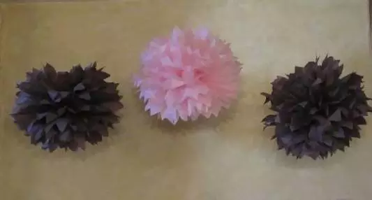 pink and brown tissue paper flowers