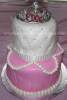 pink and white princess baby shower cake with pearls